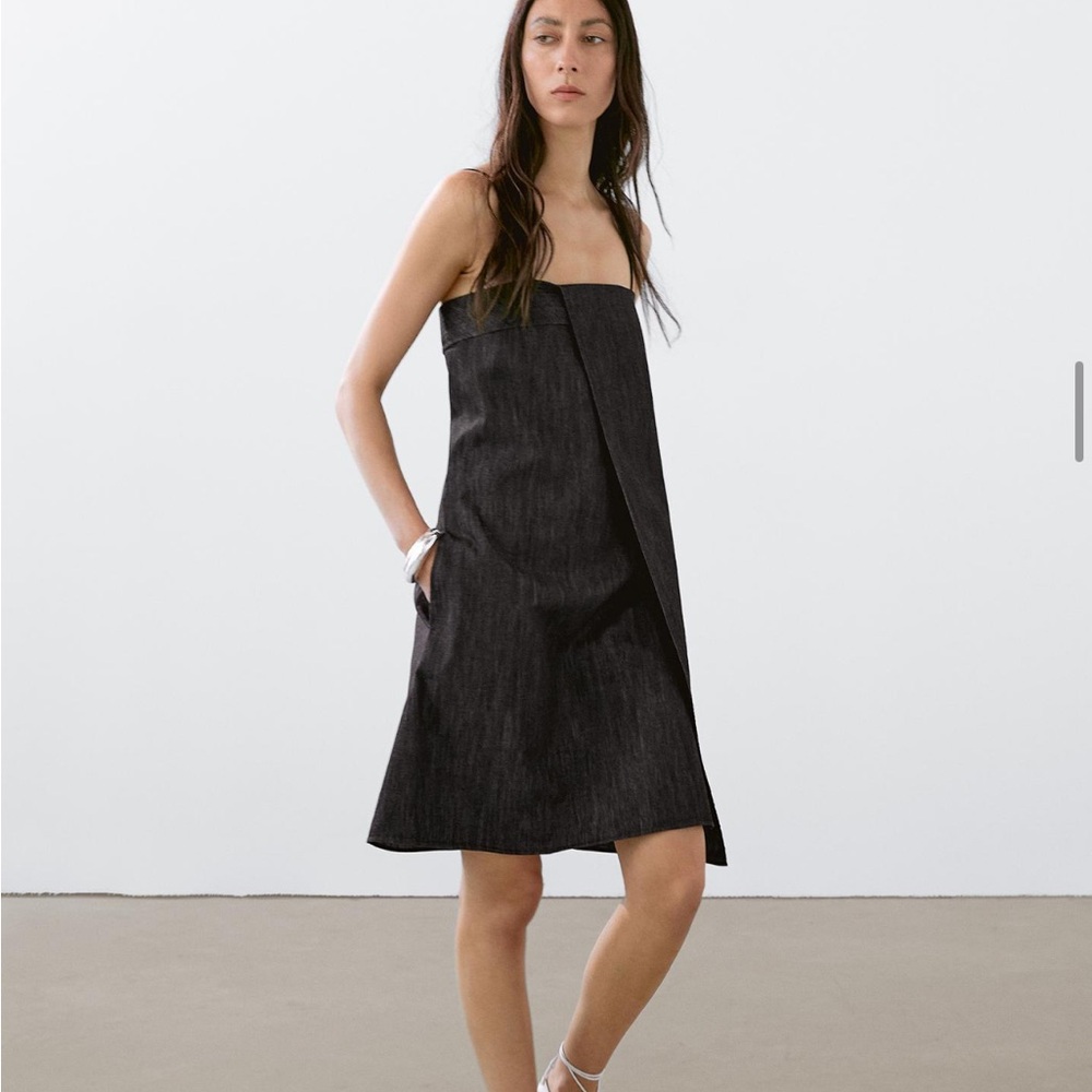Massimo Dutti NWT short denim strappy dress 6632/530